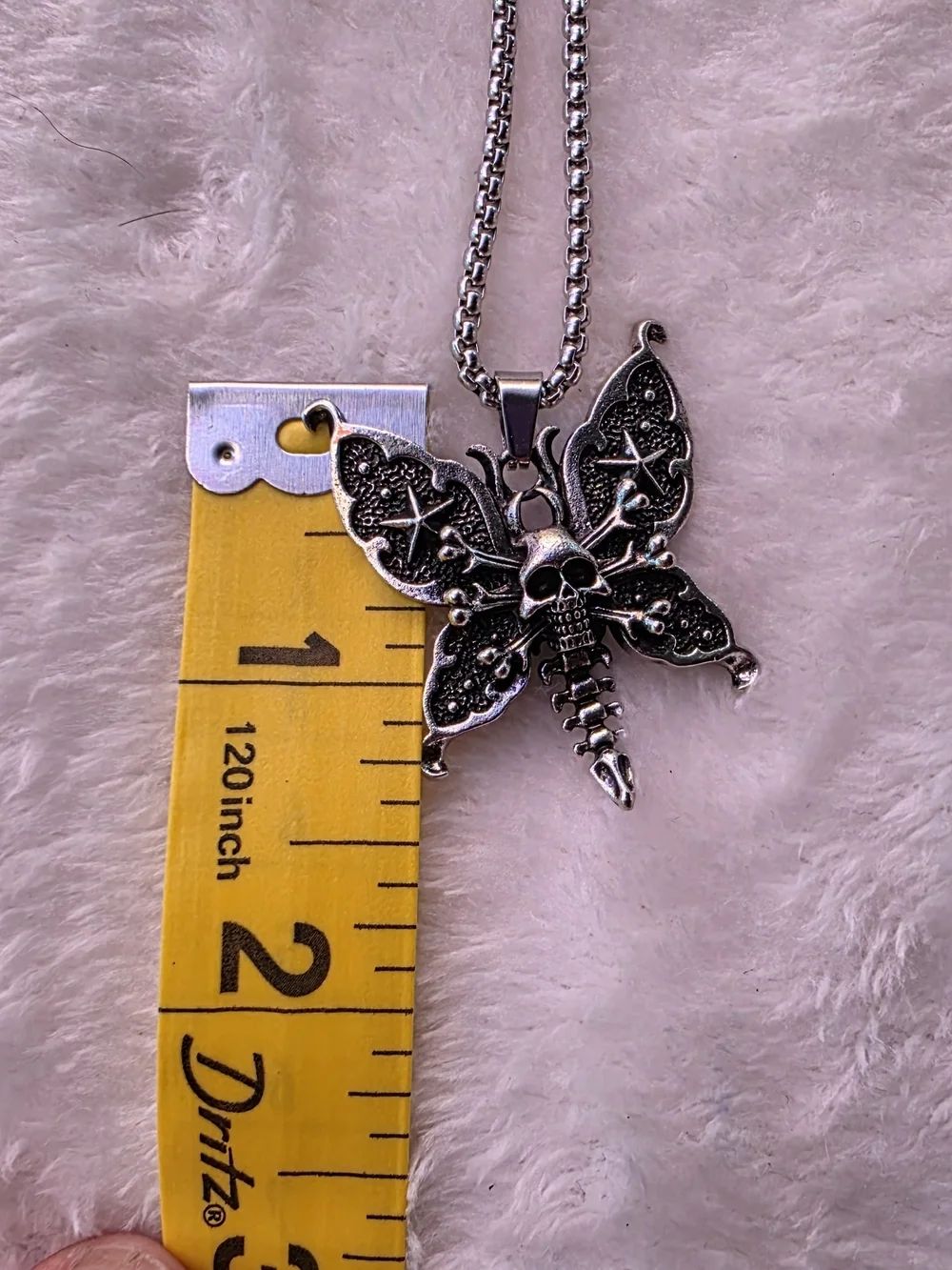 Stainless Steel  Skull Butterfly Pendant Necklace